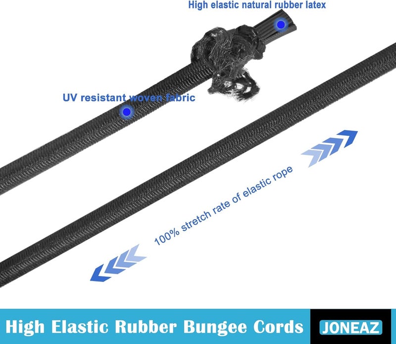 Joneaz Ball Bungee Cord 4 inch,Black Color, High Elastic Shock Bungee Tie Down Cord, Real Rubber, 50-Piece, UV-Resistant, Heavy Duty - Image 4